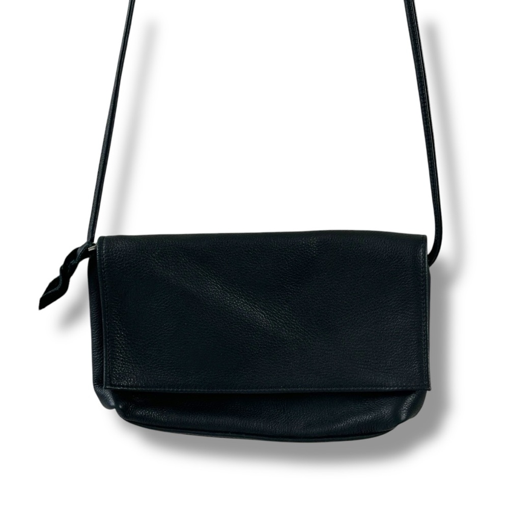 Sven USA Flap Front Crossbody Purse Black Leather Minimalist Everyday Classic